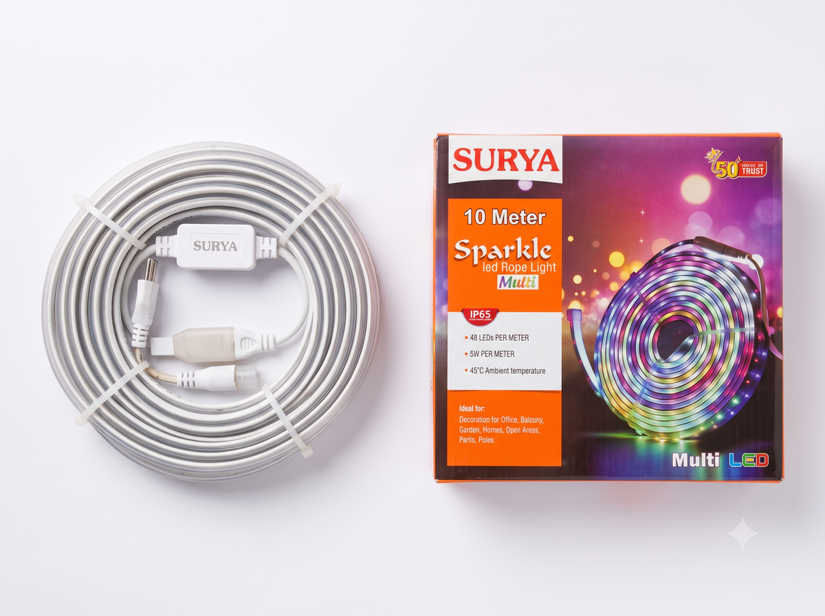 Surya Sparkle multicolour LED rope light, pack of 2