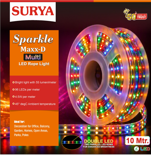 Surya Sparkle Maxx-D Multi LED Rope Light (10M)